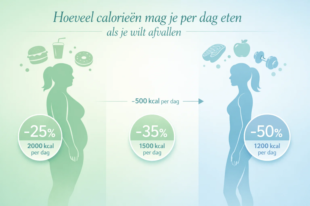 Wetenschappelijke grafiek die toont hoeveel calorieën om af te vallen nodig zijn op basis van de dagelijkse energiebalans